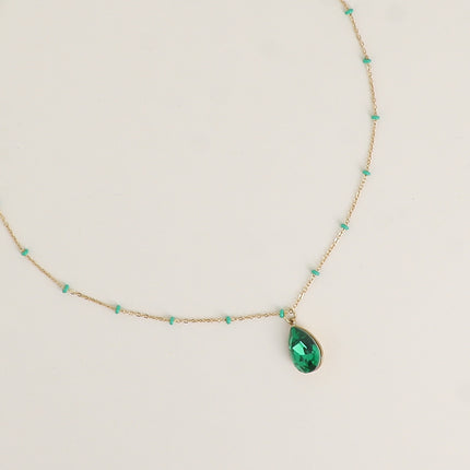 Collier - orné de cristaux de Swarovski® en forme de goutte, chaîne émaillée