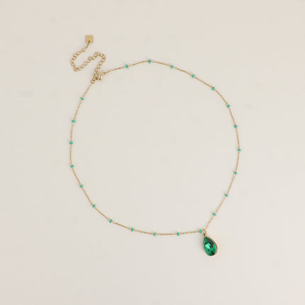 Collier - orné de cristaux de Swarovski® en forme de goutte, chaîne émaillée