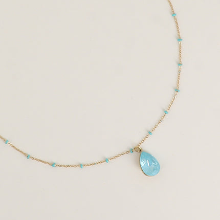 Collier - orné de cristaux de Swarovski® en forme de goutte, chaîne émaillée
