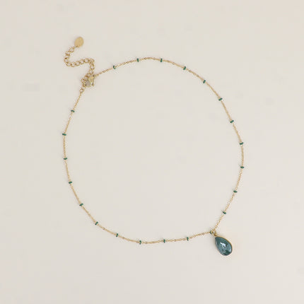 Collier - orné de cristaux de Swarovski® en forme de goutte, chaîne émaillée