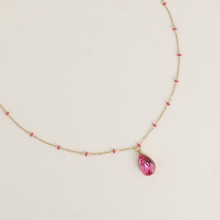 Collier - orné de cristaux de Swarovski® en forme de goutte, chaîne émaillée