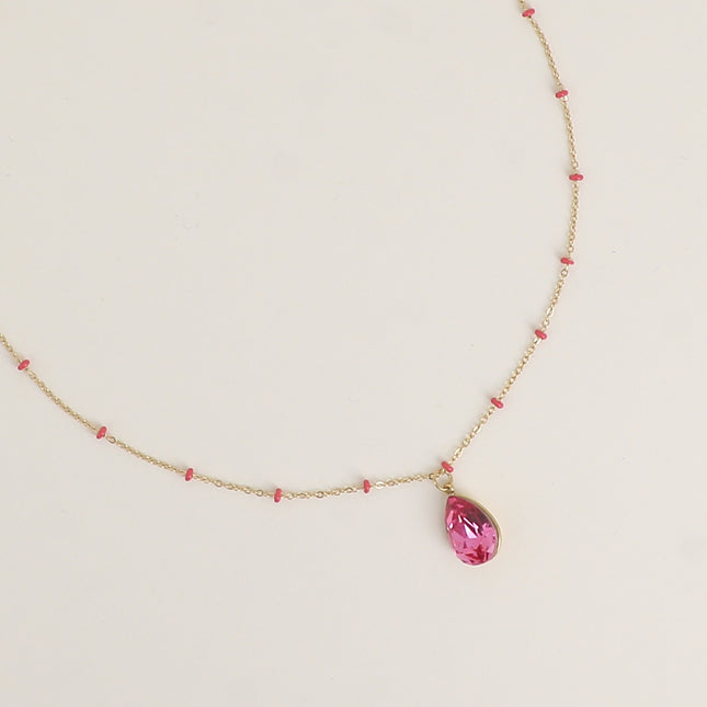 Collier - orné de cristaux de Swarovski® en forme de goutte, chaîne émaillée