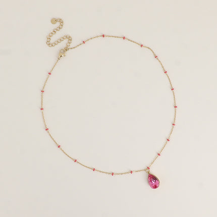 Collier - orné de cristaux de Swarovski® en forme de goutte, chaîne émaillée