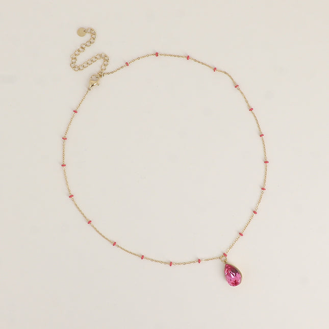 Collier - orné de cristaux de Swarovski® en forme de goutte, chaîne émaillée