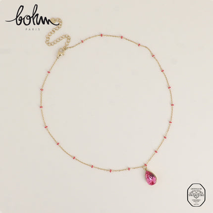 Collier - orné de cristaux de Swarovski® en forme de goutte, chaîne émaillée