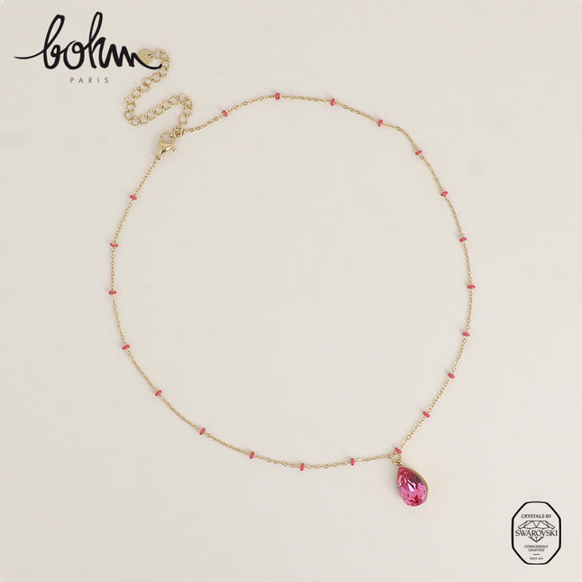 Collier - orné de cristaux de Swarovski® en forme de goutte, chaîne émaillée