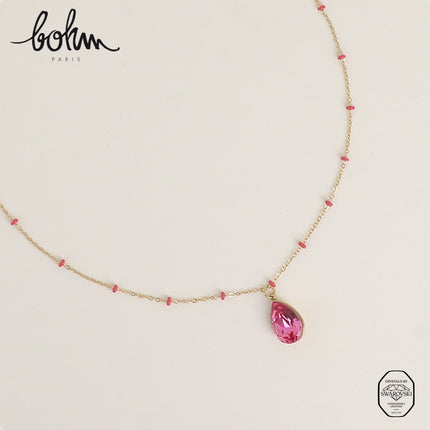 Collier - orné de cristaux de Swarovski® en forme de goutte, chaîne émaillée