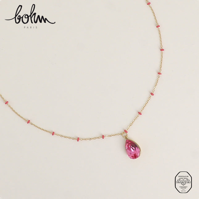 Collier - orné de cristaux de Swarovski® en forme de goutte, chaîne émaillée