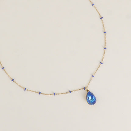 Collier - orné de cristaux de Swarovski® en forme de goutte, chaîne émaillée