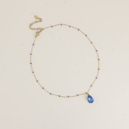 Collier - orné de cristaux de Swarovski® en forme de goutte, chaîne émaillée