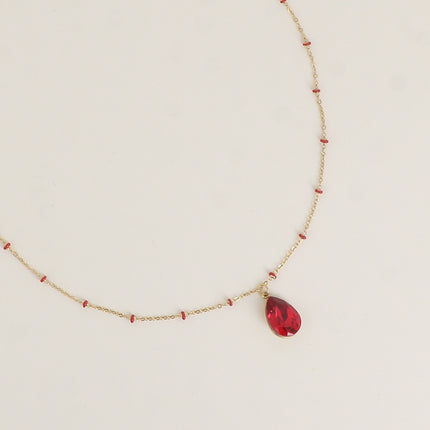 Collier - orné de cristaux de Swarovski® en forme de goutte, chaîne émaillée