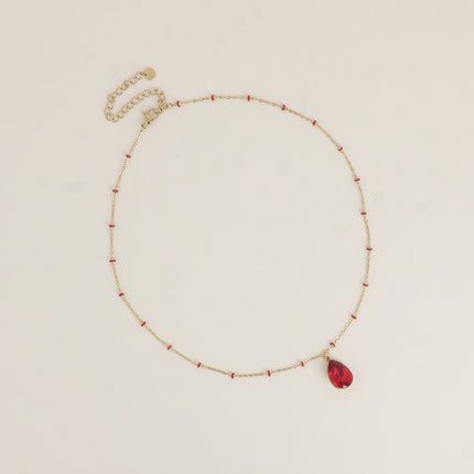 Collier - orné de cristaux de Swarovski® en forme de goutte, chaîne émaillée