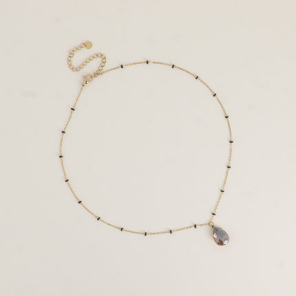 Collier - orné de cristaux de Swarovski® en forme de goutte, chaîne émaillée