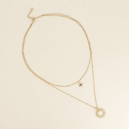 Collier multirangs - 2 rangs, étoile et soleil