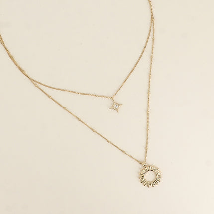 Collier multirangs - 2 rangs, étoile et soleil