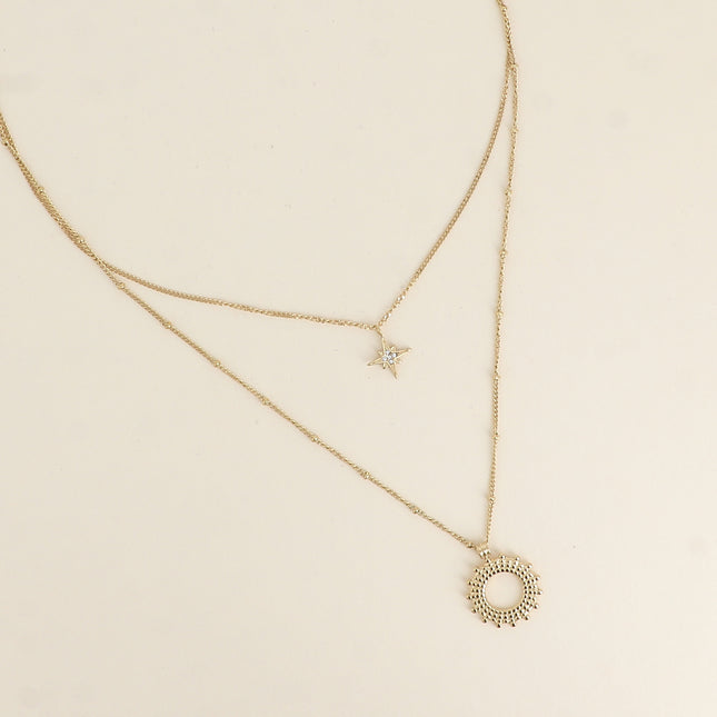 Multi-strand necklace - 2 strands, star and sun