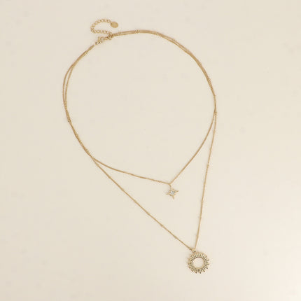 Collier multirangs - 2 rangs, étoile et soleil