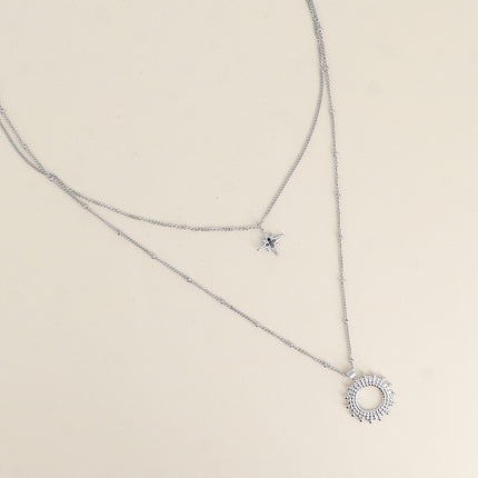 Collier multirangs - 2 rangs, étoile et soleil