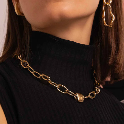 Collier Bailey - mailles ovales, pendentif lisse