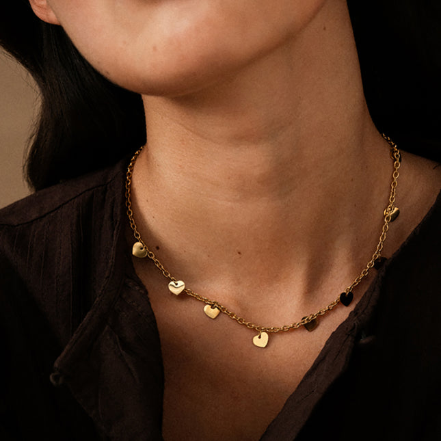 Collier Mélya - 9 pastilles coeurs