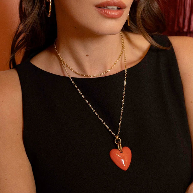 Valencia necklace - enamel heart pendant