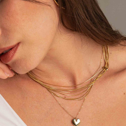 Aseyam Necklace - 7 fine snake links and fixed ring
