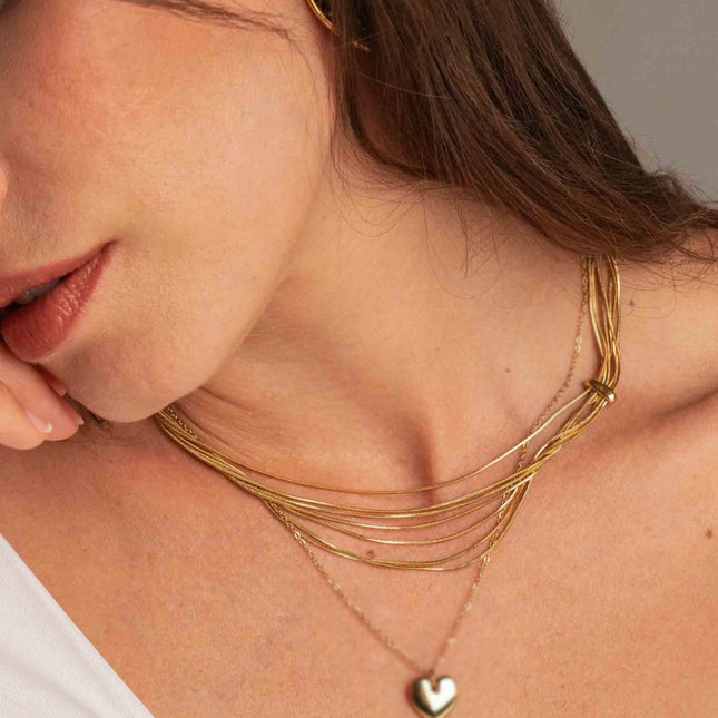 Aseyam Necklace - 7 fine snake links and fixed ring