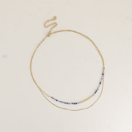 Collier 2 rangs - pierres naturelles et fine maille