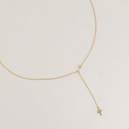 Collier Y - pendentif croix religieuse
