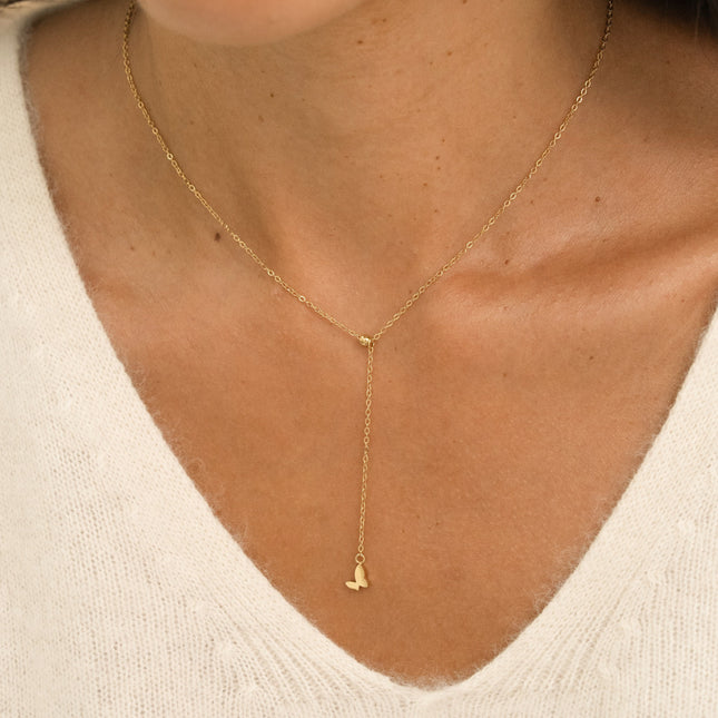 Collier Y - pendentif papillon