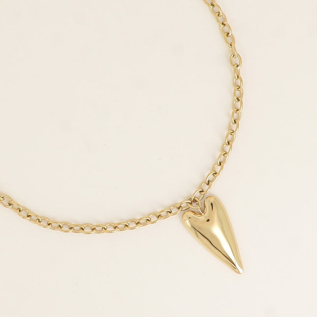 Collier - maillons ovales et coeur allongé