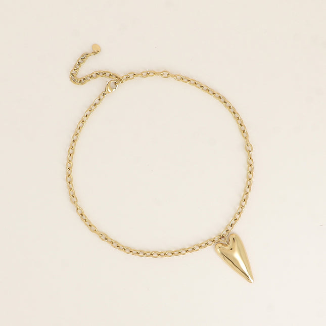 Collier - maillons ovales et coeur allongé