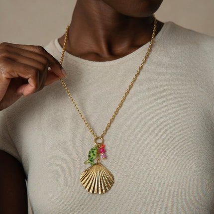 Collier Laguna - gros coquillage, poisson en résine et perles