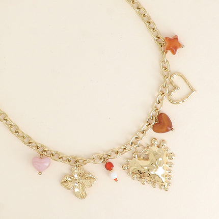 Collier Jasmée - coeurs, feuillage et étoile