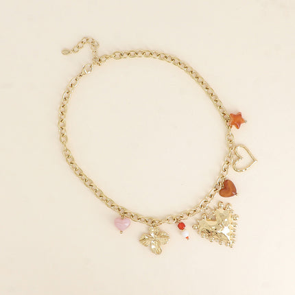 Collier Jasmée - coeurs, feuillage et étoile