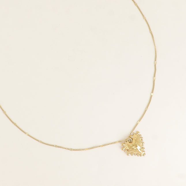 Collier - coeur bombé avec contour grainé