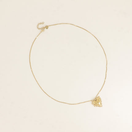 Collier - coeur bombé avec contour grainé