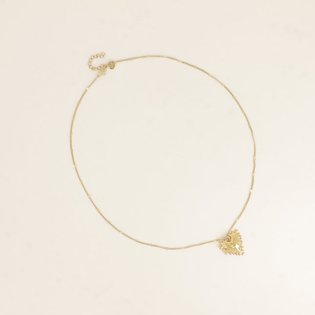 Collier - coeur bombé avec contour grainé