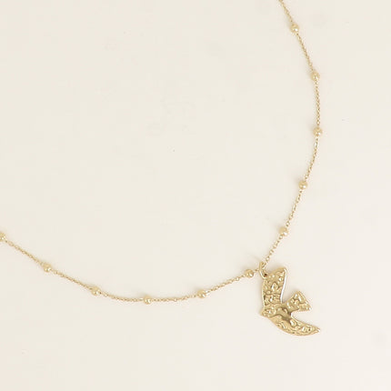 Collier - chaîne avec boules, pendentif oiseau