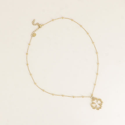 Collier - chaîne avec boules et trèfle ajouré