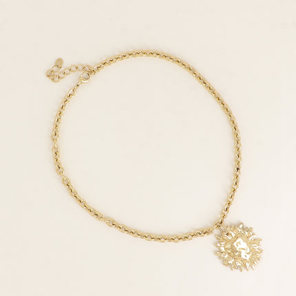 Collier - maillons ovales et pendentif coeur flamboyant