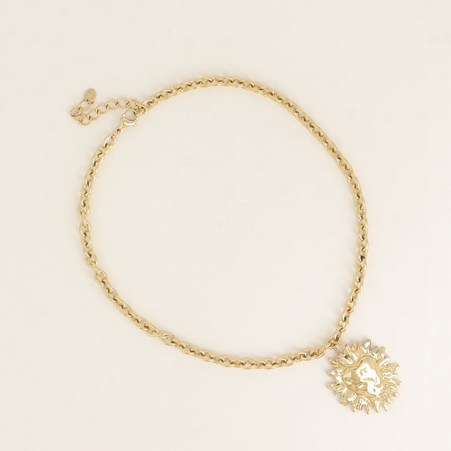 Collier - maillons ovales et pendentif coeur flamboyant