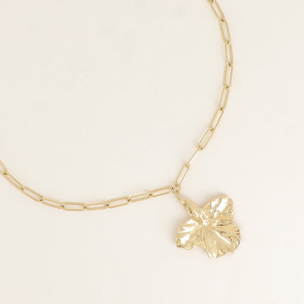 Collier - maillons ovales et pendentif feuillage