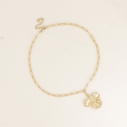 Collier - maillons ovales et pendentif feuillage