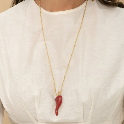 Sautoir - pendentif piment en émail