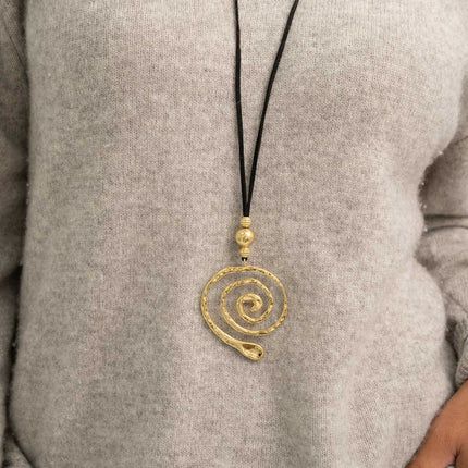 Sautoir sur cordon - pendentif spirale