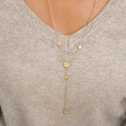 Collier Y - fleurs hibiscus