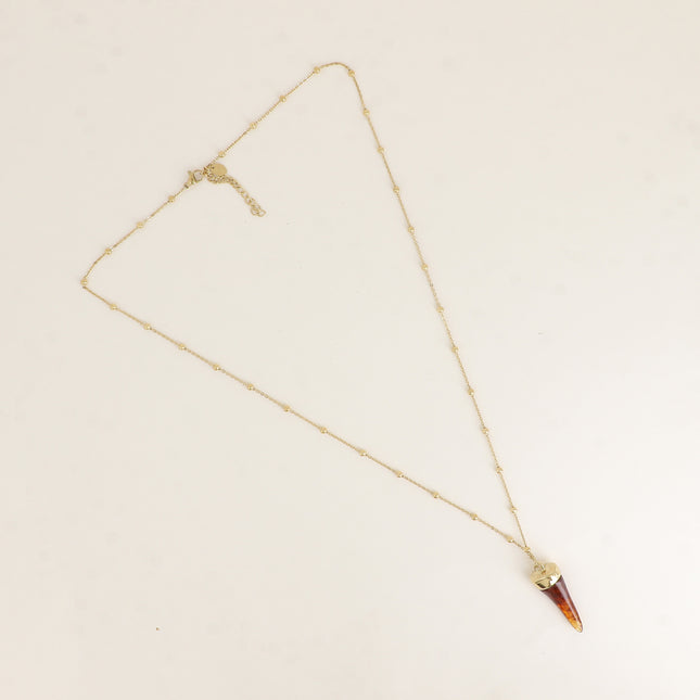 Collier - chaîne avec boule et corne en résine