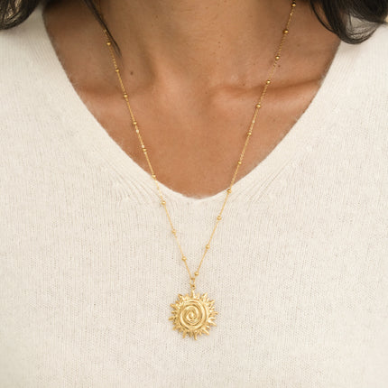 Collier - chaîne avec boule et soleil inca