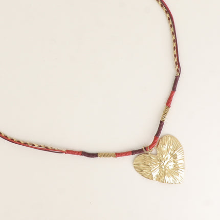 Collier sur cordon - pendentif coeur